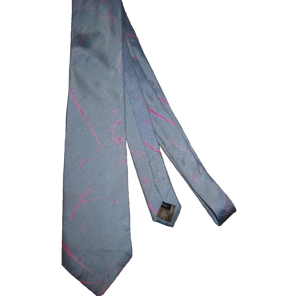 Giorgio Armani brand light blue & magenta painted silk men's necktie